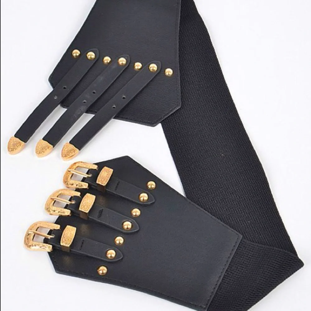 Western Triple Buckle Elastic Corset Statement Belt